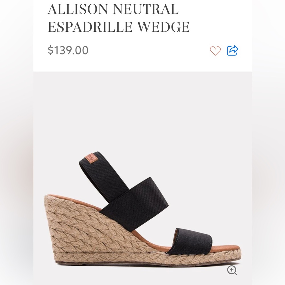 Andre Assous black suede espadrille wedges size 8